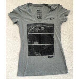 Womens Nike Slim‎ Fit T-Shirt Size Small Oregon State Benny Beaver Grey V-Neck